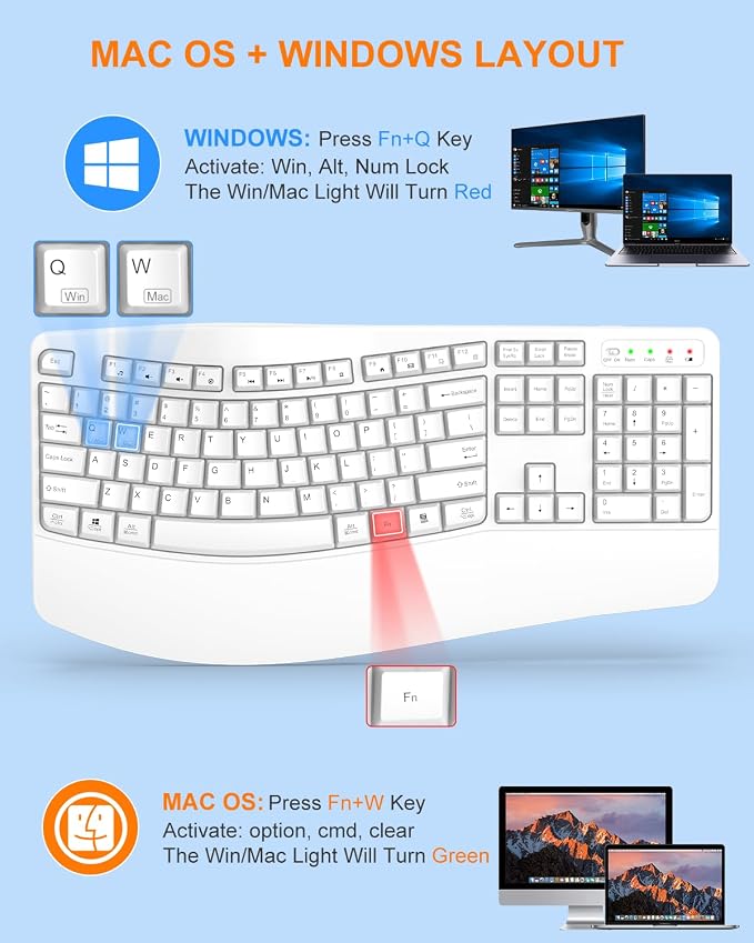 EDJO Ergonomic Wireless Keyboard - Image 7