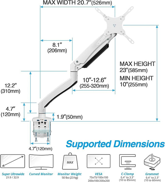 AVLT Single 17"-49" Super Ultrawide Monitor Arm - Image 2