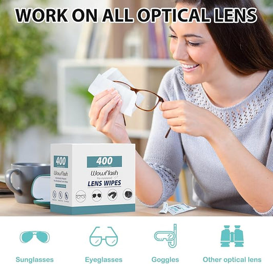 400 Count Lens Wipes for Eyeglasses, Eyeglass Lens Cleaning Wipes Pre-moistened - Image 2