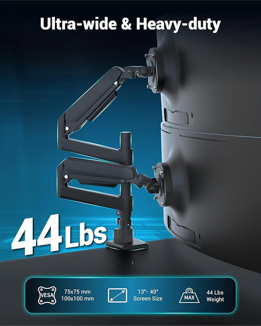 Dual Monitor Arm for 13-49 Inch Ultrawide Screens, Heavy Duty Monitor Mount for - Image 2