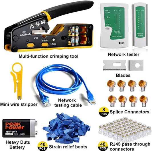 RJ45 Pass Through Crimp Tool Kit, 3-in-1 Ethernet Crimper - Image 2