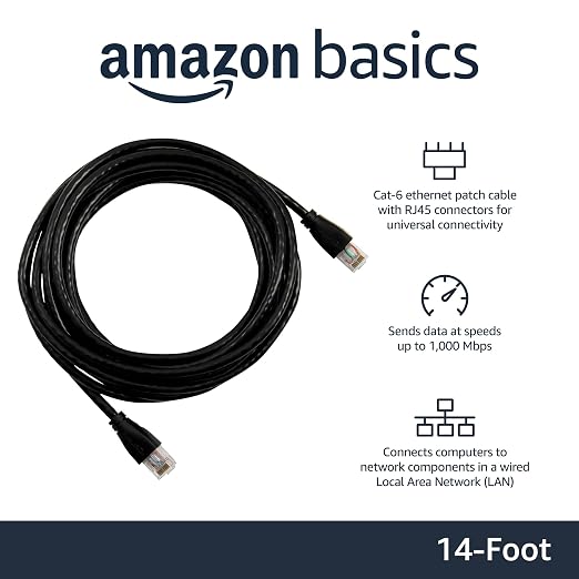 Amazon Basics RJ45 Cat-6 Ethernet Patch Cable, 1Gbps Transfer Speed, 14 Foot - Image 2