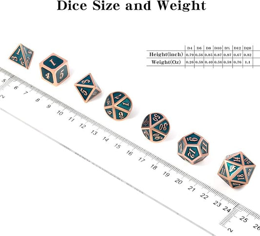 Teal D&D Metal Dice Set, DNDND 7 PCS Metallic Dungeons and Dragons Dice - Image 2