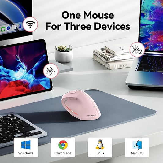 TECKNET Ergonomic Mouse, Wireless Bluetooth Vertical Mouse, 4800 DPI Optical - Image 2
