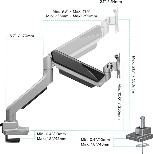 ARES WING Ultrawide Single Monitor Arm, Heavy Duty Monitor Mount - Image 2