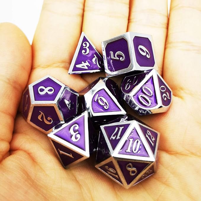 Haxtec Metal DND Dice Purple Silver - Image 7