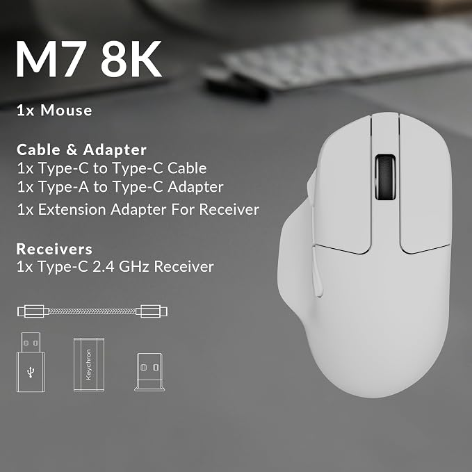 Keychron M7 8K Wireless Mouse, 30K DPI Optical Computer Mice, 2.4 - Image 9