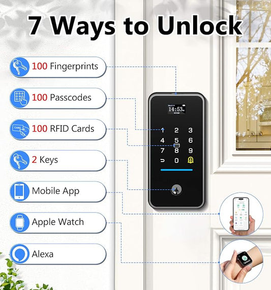Anweller Smart Deadbolt Lock, WiFi Fingerprint Keyless Entry Door Lock - Image 2