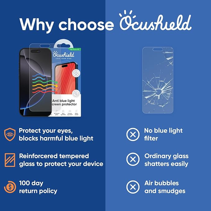 Ocushield Screen Protector for iPhone 17 Pro Max – Blue Light Tempered Glass - Image 7