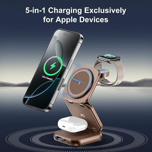 5-in-1 Wireless Charger for MagSafe, AC ISLAND Portable Travel Charging Station - Image 2
