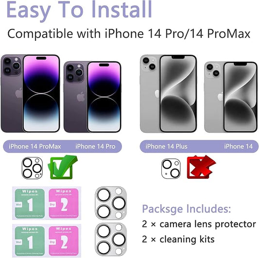 2 Pack Camera Lens Protector for iPhone 14 Pro/iPhone 14 Pro Max, AR Tempered - Image 2