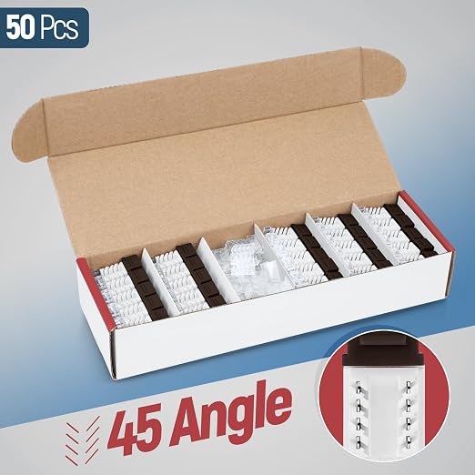 Everest 45° Angled RJ45 Cat6 Keystone Jacks 50-Pack in Brown - Image 2