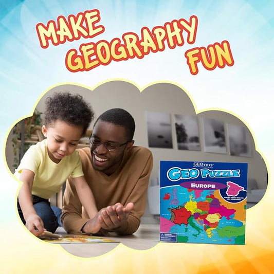 GeoToys GeoPuzzle, Europe Shaped Jigsaw Puzzles, Geography Game & Map Puzzle - Image 2