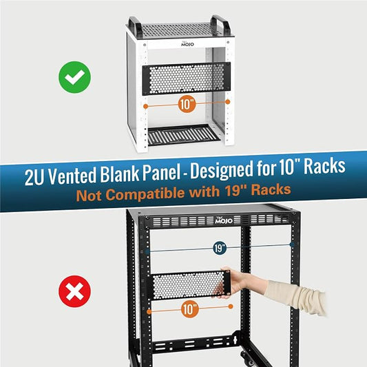 Tecmojo 2 Pack Vented 2U Blank Rack Mount Panel, Steel Patch Panel Filler - Image 2