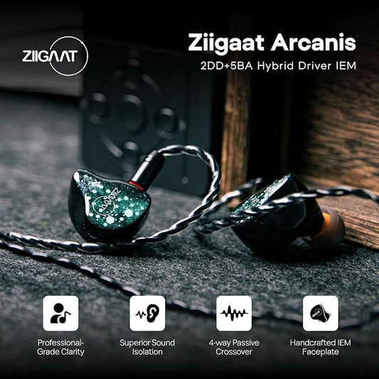 Linsoul ZiiGaat Arcanis in Ear Monitor, Professional 2DD+5BA Hybrid IEM Earphone - Image 2