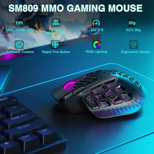 SM809 Pro Wireless MMO Gaming Mouse - Image 2