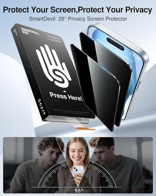 SMARTDEVIL 2 Pack for iPhone 15 Privacy Screen Protector, Military Grade - Image 2