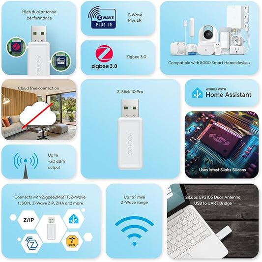 Z-Stick 10 Pro - Zigbee 3.0 & Z-Wave 800 Series USB Adapter - Works - - Image 2