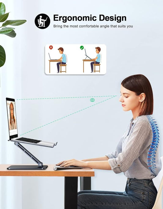 Foldable Laptop Stand, Height Adjustable Ergonomic Computer Stand - Image 2