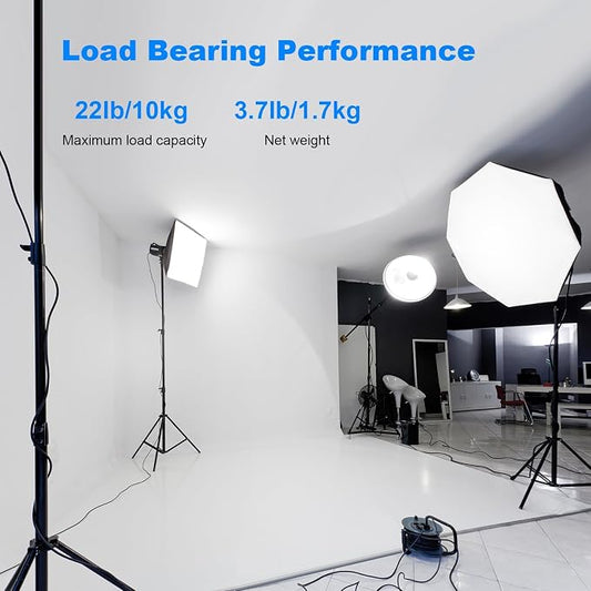 2pack Heavy Duty Light Stand 9.2ft / 110" Aluminum Spring Cushioned Tripod - Image 2