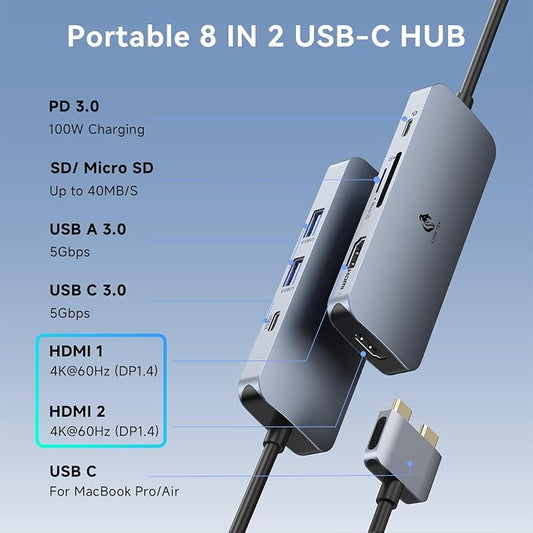 Docking Station for MacBook Pro Air, LIONWEI USB C Docking Station Dual Monitor - Image 2