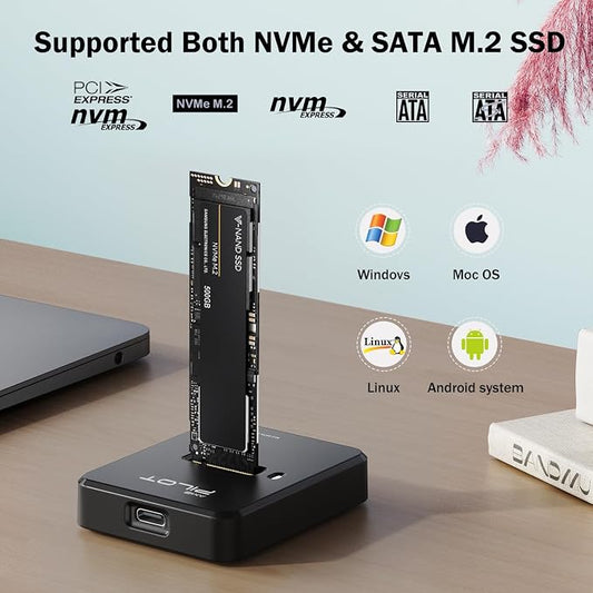 Tool-Free M.2 NVMe & SATA to USB C Docking Station, 10Gbps SSD Reader Adapter - Image 2