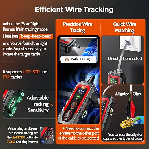 AMPCOM Wire Tracker & Network Cable Tester - Image 8