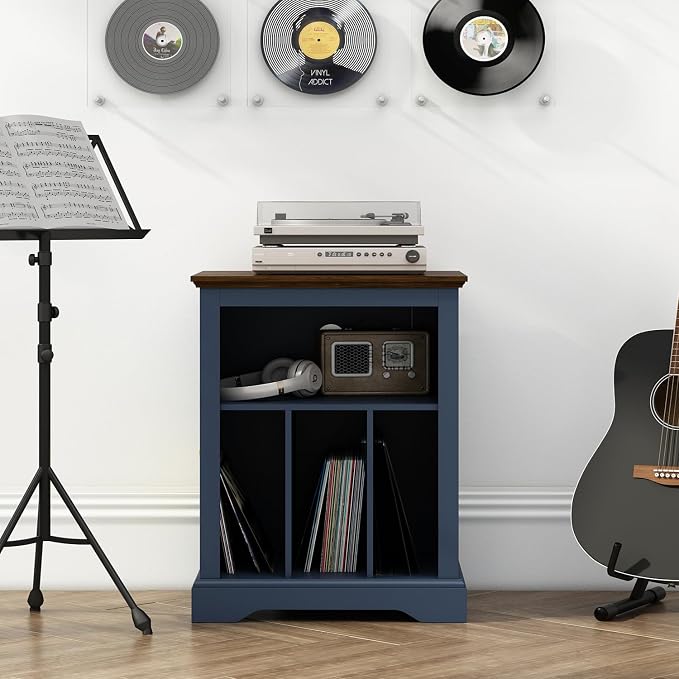 Record Player Stand with Vinyl Record Storage, Large Wood Turntable Stand - Image 7