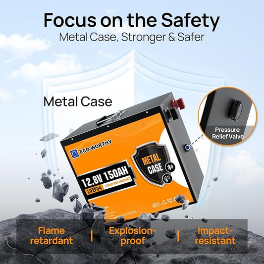 ECO-WORTHY 12V 150Ah Metal Case LiFePO4 Lithium Battery - Image 2