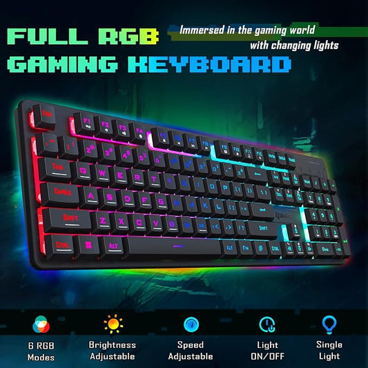 Redragon Updated S107 Gaming Keyboard and Mouse, RGB Gaming Keyboard and 10000 - Image 2