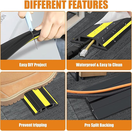 6.5 ft Cord Covers for Wires on Floor, Heavy Duty PVC Duct Floor Cord Cover - Image 2
