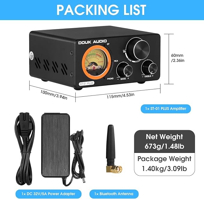 Douk Audio 2 Channel TPA3255 Bluetooth Amplifier 300W x2, Turntable Phono Amp - Image 9