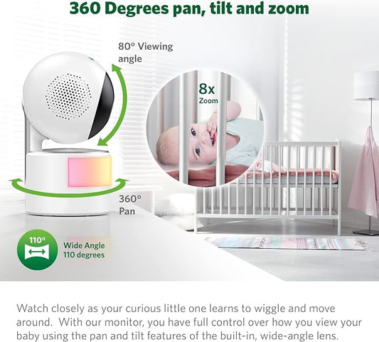 LeapFrog LF915-2HD Baby Monitor, 2 Cameras, 5” 720p Screen, 360° Pan-Tilt-Zoom - Image 2