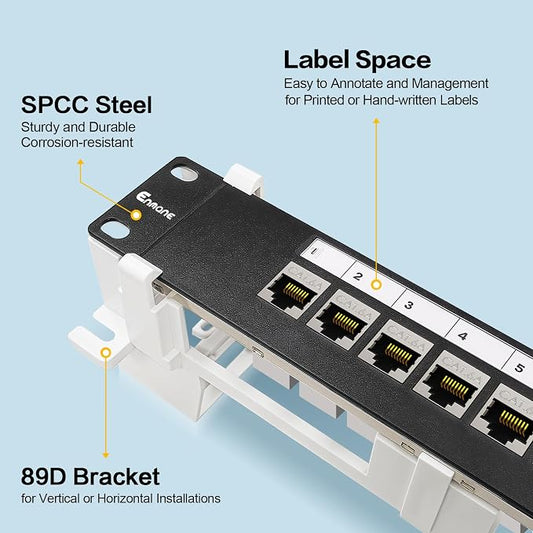 8 Port Patch Panel Keystone Coupler CAT6A Shielded Wall Mount 10 Inch - Image 2