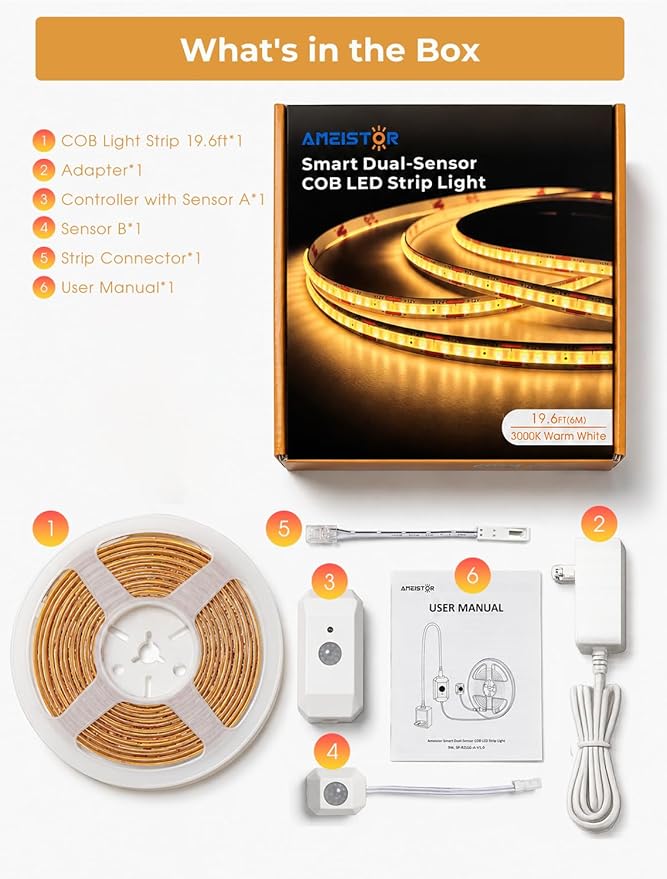 Smart Plug-in Dual Motion Sensor COB LED Strip Light - Image 7