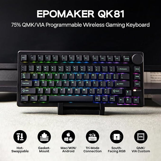 EPOMAKER QK81 75% Wireless Mechanical Gaming Keyboard, QMK/VIA Programmable and - Image 2
