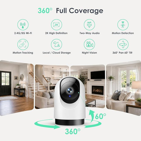 YOTON Indoor Security Camera, 2K 360° WiFi Baby Monitor & Pet Camera - Image 2