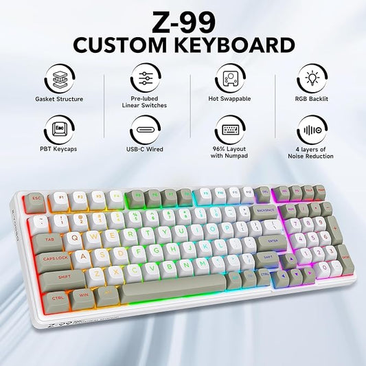 HUO JI Z-99 Wired Mechanical Keyboard, Creamy Sound, Hot Swappable Pre-lubed - Image 2