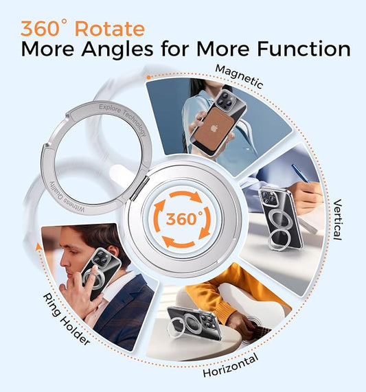 MAGIC JOHN for iPhone 15 Pro Max Case 360° Rotatable Magnetic Invisible Stand - Image 2