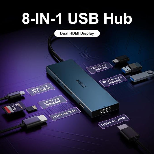 USB C Docking Station Dual Monitor, 8-in-1 USBC Hub - Image 2