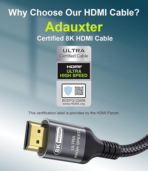 Certified 10K 8K HDMI 2.1 Cable 1.64 FT, 48Gbps Ultra High Speed HDMI Cable - Image 2