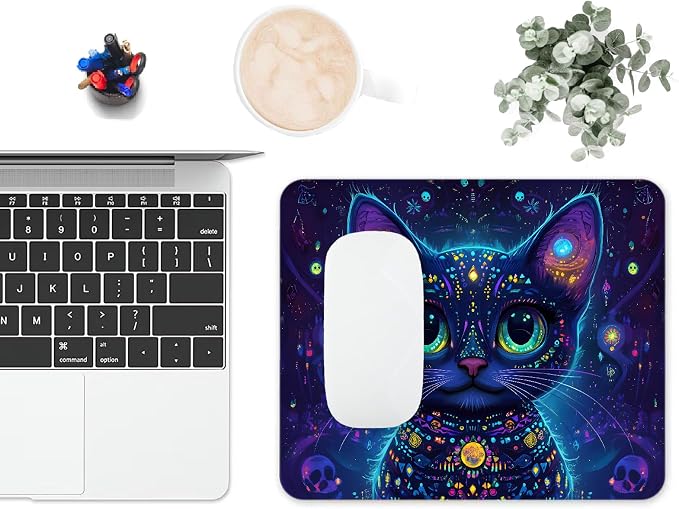 Mouse Pad, Cute Purple Cartoon Cat Mouse Pads - Image 6