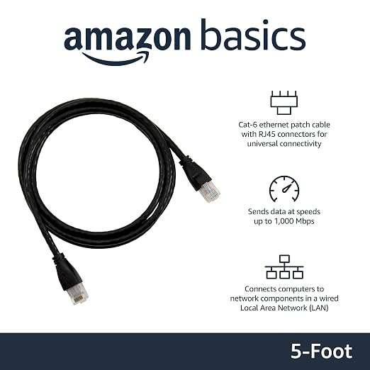 Amazon Basics RJ45 Cat-6 Ethernet Patch Internet Cable, 1Gbps Transfer Speed - Image 2