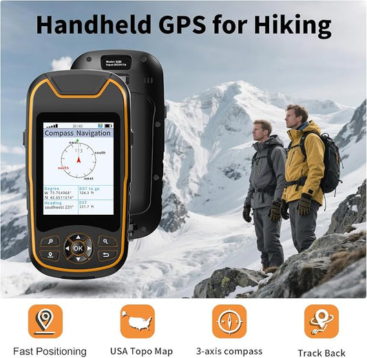 Handheld GPS for Hiking, Rugged and Waterproof Handheld GPS Navigator, 3.2" - Image 2