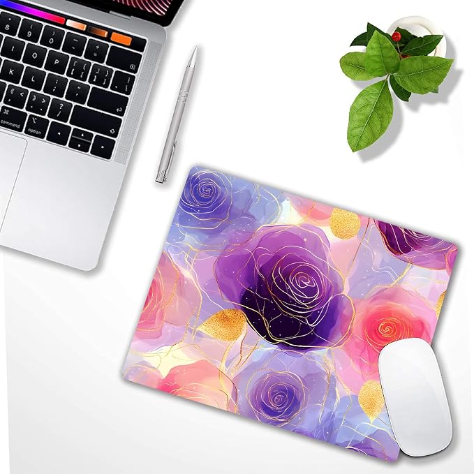 Aesthetic Gold Texture Rose Flower Custom Mouse Pad - Image 6