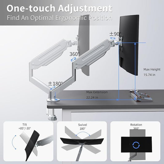 Suptek Single Monitor Mount Adjustable Gas Spring Monitor Arm Desk Mount Stand - Image 2