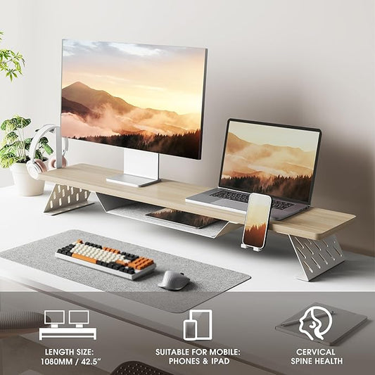 Fenge Dual Monitor Stand, 42.5 Inch Monitor Riser - Image 2