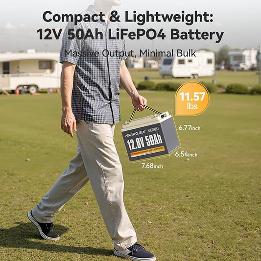 Power Queen 12.8V 50Ah LiFePO4 Battery Upgrade, Grade A Lithium Battery Cells - Image 2