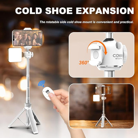 COMAN MT30-Pro Extendable Phone Tripod, 61cm Cell Phone Tripod Stand - Image 2