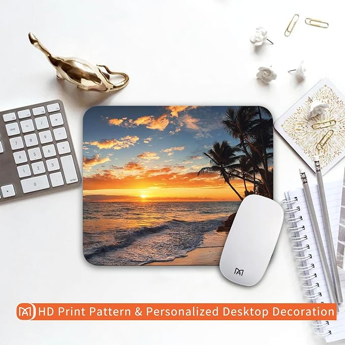 Square Mouse Pad Beach Sunset, Personalized Premium-Textured Custom Mouse Mat - Image 6